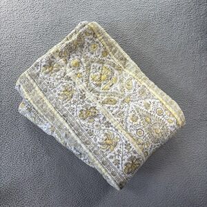 Pottery Barn Josie‎ Kalamkari Quilt King Yellow Cream Floral Cottage Shabby Chic